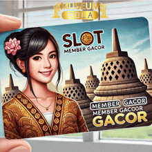 a person holding a slot member gacor card with a woman on it