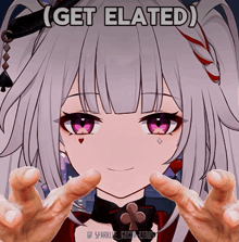 a picture of a girl with the words get elated