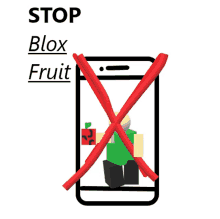 a stop blox fruit sign with a picture of a man