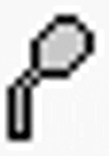 a black and white pixel art of a magnifying glass on a chain .