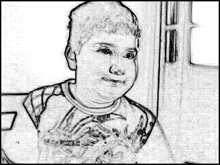 a black and white pencil drawing of a young boy in a shirt .