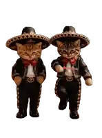 two cats wearing sombrero jackets and bow ties are standing next to each other