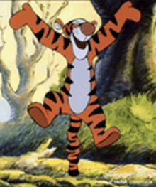 tigger from winnie the pooh is standing on one leg