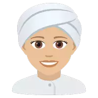 a woman with a towel wrapped around her head