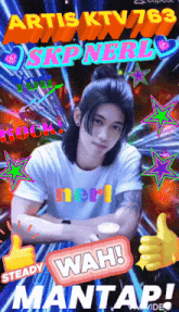 a poster for artis ktv 163 shows a young man