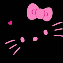 a black background with a pink hello kitty face