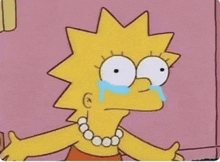 a cartoon of lisa simpson crying with tears coming out of her eyes