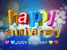 happy anniversary judy and benny with hearts