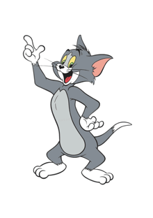 tom from the cartoon tom and jerry is standing and pointing up
