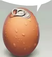 an egg that looks like a can of soda with a speech bubble .