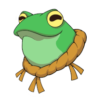 a frog with a rope around it 's head