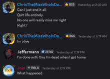 a screenshot of a chat with chris the miss wholsda and jeffermann
