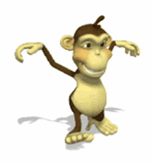 a cartoon monkey is dancing and smiling with its arms outstretched