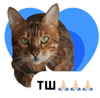 a cat with a speech bubble that says " tu " on it