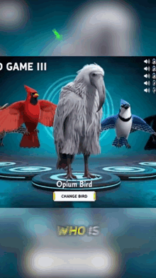 a screenshot of a game that says opium bird on the bottom
