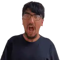 a man with glasses and a beard making a funny face