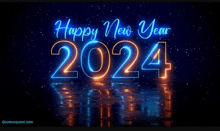 a neon sign that says happy new year 2024