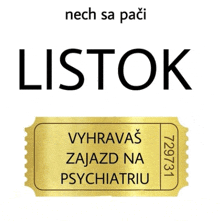 a ticket that says listok on it in a foreign language