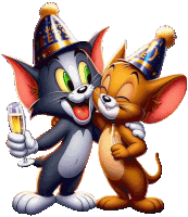 tom and jerry are celebrating new year 's eve with champagne