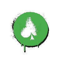 a green circle with a white playing card symbol in it