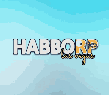 a logo for habborp las vegas with a blue background