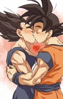 a couple of anime characters kissing each other with a heart in their mouth .