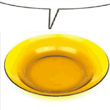 a yellow bowl with a black outline of a v on the top