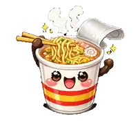 a cup of noodles with chopsticks in it