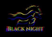 a black night logo with a colorful horse