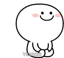 a cartoon character is sitting down with a smile on his face and a pink cheek .