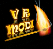 the word modi is on a black background with a lit match