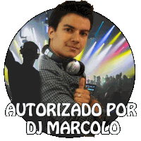 a man wearing headphones giving a thumbs up with the words " autorizado por dj marcolo " below him