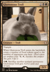 a card that has a picture of a rabbit on it called gluttonous troll