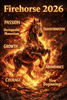 a poster that says firehorse 2026 with a fire horse on it