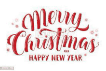 merry christmas and happy new year hand lettering on a white background