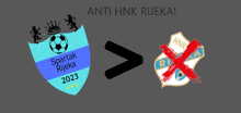 an anti hnk rijeka poster with a spartak rijeka emblem