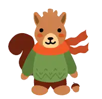 a squirrel wearing a green sweater that says " sweater weather "