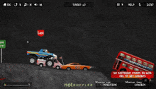 a screenshot of a game called notdoppler shows a red double decker bus