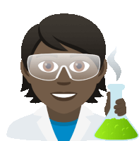 a cartoon of a female scientist wearing goggles and holding a beaker