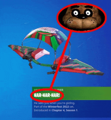 a picture of a parachute that says har-har-har on the bottom