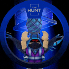 a picture of a video game character with the hunt logo