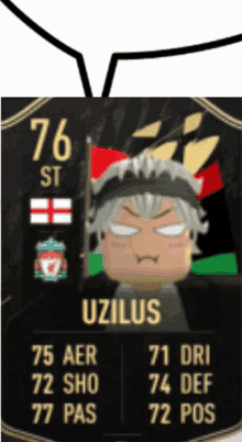 a soccer card with a picture of a boy with the name uzilus on it