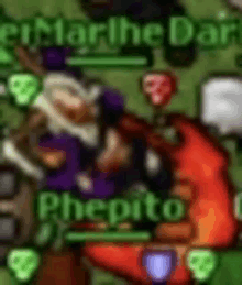 a blurry picture of a cartoon character in a video game with the name phepito on it .