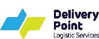 a delivery point logo with a blue and green arrow