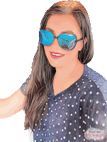 a drawing of a woman wearing sunglasses and a polka dot shirt says you cam makeup