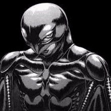 a black and white drawing of a superhero with a helmet on .