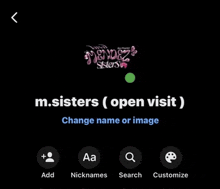 a screenshot of m. sisters open visit