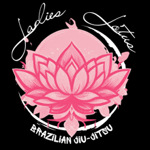 a brazilian jiu-jitsu logo with a pink lotus flower in the center