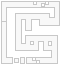 a black and white drawing of a maze with a square in the middle .