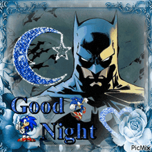 a picture of batman and sonic with the words good night